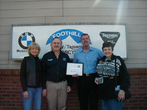 Brook (on the right) Getting BMW 100,000 Mile Award in 2005